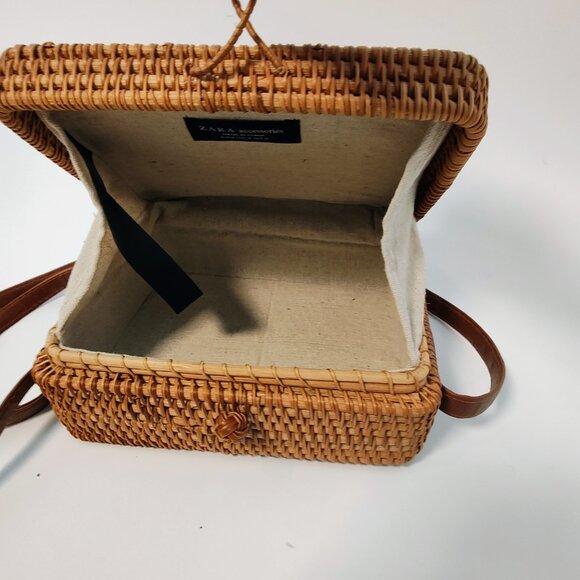 Zara Women's Rattan Wicker Square Crossbody Purse‎ NWOT - Picture 12 of 13